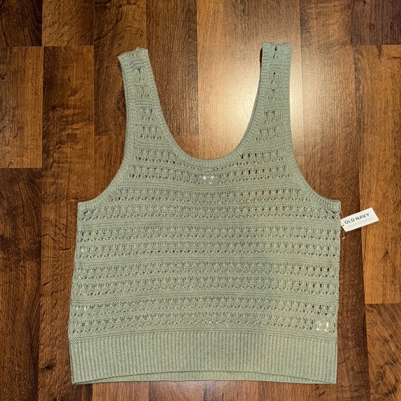 Old Navy Tops - NWT Old Navy Olive Knit Crochet Type Tank Top (size XL)